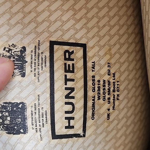 Hunter Tall Wellie Gloss Rain Boots size 37 - Picture 7 of 15